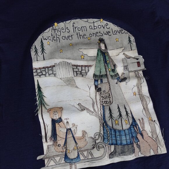 Vintage Angels From Above Doodle Art T Shirt Mens M Slim Fit Made In USA 90s - Picture 2 of 7
